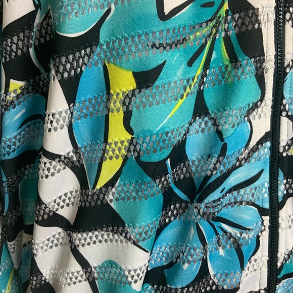 NWOT Alfred Dunner Zip-Up BlueWhite Tropical print Casual bomber Jacket … - Picture 12 of 14